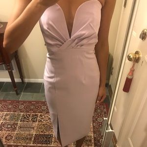 Bardot lilac deep v mini dress